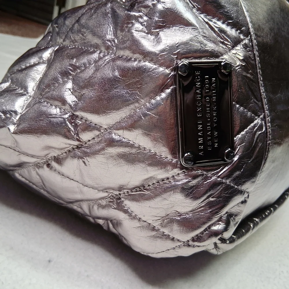 Armani Exchange Metallic Quilted Tote - Picture 6 of 8